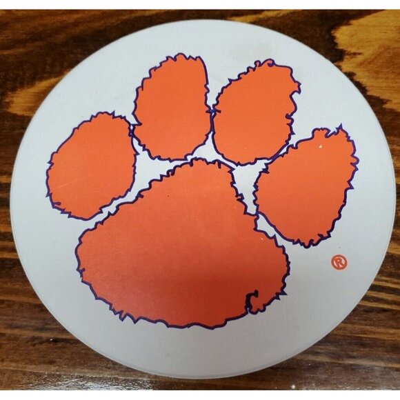 Clemson Coasters Set of 4  Orange Paws Print  and Holder - Picture 7 of 11